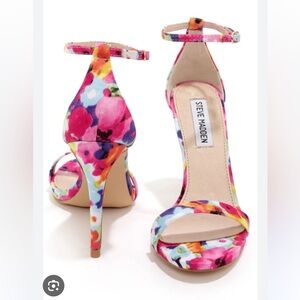 Steve Madden Stecy Floral Print Ankle Strap Heels